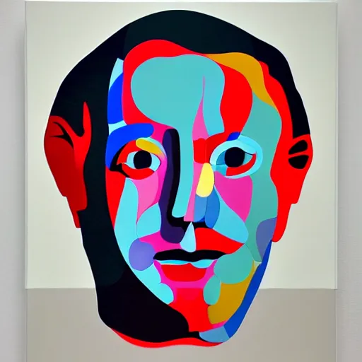 Image similar to a portrait a very ordinary person, by Turi Simeti, Agostino Bonalumi, stretched vinyl, abstract, 3d, canvas, flat bold color