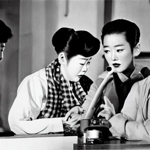 Image similar to 1950s Korean thriller film noir, Choi Eun-hee, 35mm film, Cooke Varotal 20-100 T3.1