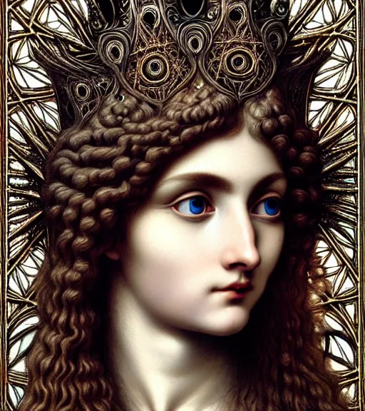 Prompt: hyperrealistic detailed face portrait of a beautiful long haired young goddess morphing into a gothic cathedral, authentic ornamental architecture, art by ernst haeckel, john william godward, android jones, h. r. giger, gothic, neo - gothic, heavily ornamental,