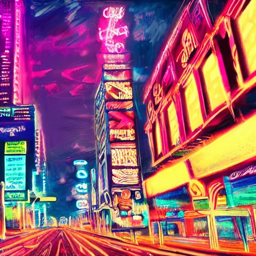 Prompt: a city of neon lights, trending on artststion. detailed, 4 k