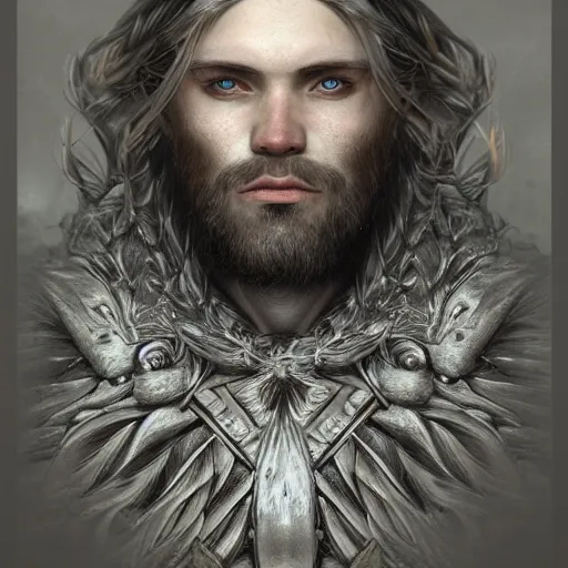 Image similar to Magnificent portrait of a Nordic God man, fantasy, medieval, highly detailed, Artstation