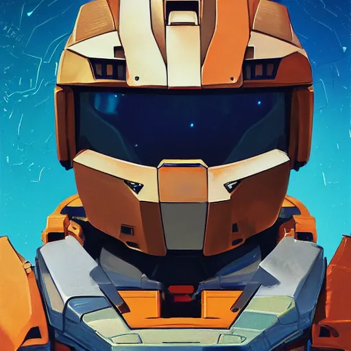 Image similar to portrait of master chief gundam pilot, with an intricate, detailed, urban inspired hiphop afro futuristic helmet, vector behance hd jesper ejsing, rhads, makoto shinkai, lois van baarle, ilya kuvshinov, rossdraws, hd, 3 2 k, ilya kuvshinov, gustav klimt