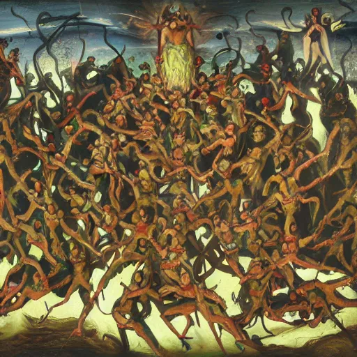 Image similar to the crawling chaos, divinity, awful, religious art