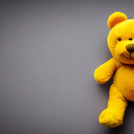 Prompt: a long leg!!! yellow teddy bear, 4 k photo