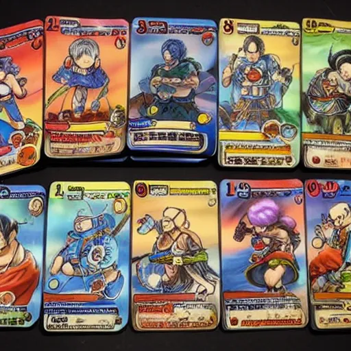 Image similar to A concept art showing a card game designed by Akira toriyama . This is a card game concept art , card , tabletop, design, card , Pinterest