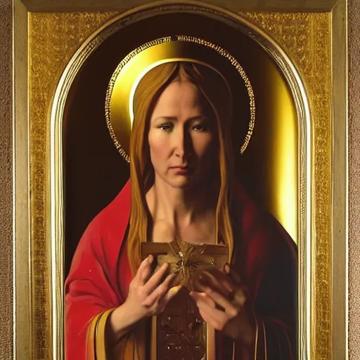 Prompt: a portrait of tori amos as a byzantine saint by thomas blackshear