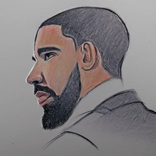 Image similar to courtroom sketch of drake