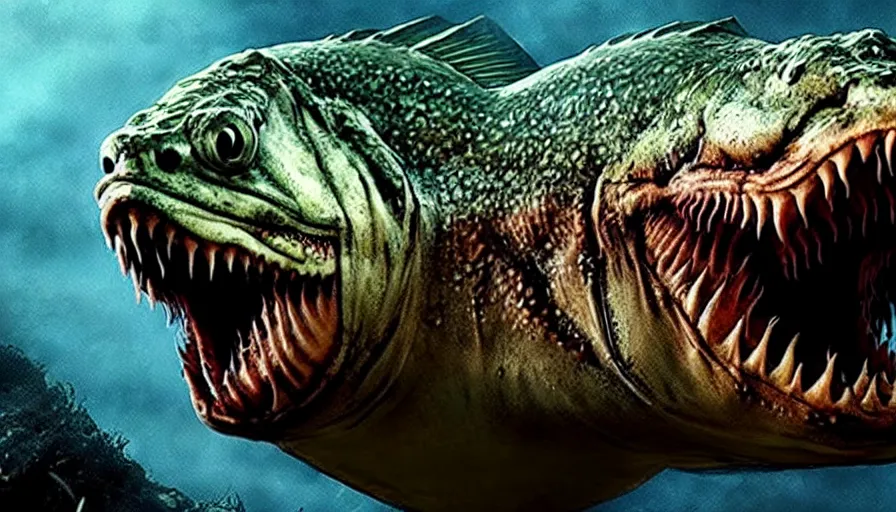 Prompt: Big budget horror movie about genetically engineered werefish.