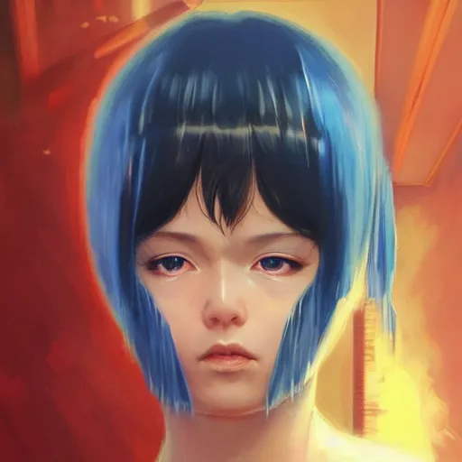 Image similar to A space realistic cat with big and cute eyes, fine-face, realistic shaded perfect face, fine details. realistic shaded lighting poster by Ilya Kuvshinov katsuhiro otomo ghost-in-the-shell, magali villeneuve, artgerm, Jeremy Lipkin and Michael Garmash, Rob Rey and Kentarõ Miura style, trending on art station