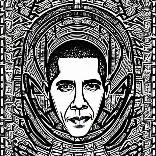 Image similar to a symmetrical portrait illustration of barack obama black and white hand drawn sketch on artstation 4 k intricate extremely detailed digital art by alex grey