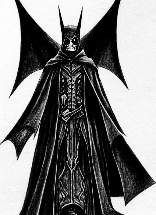 Image similar to pencil ultradetailed sketch of the necromancer, wearing a black cloak, crisp