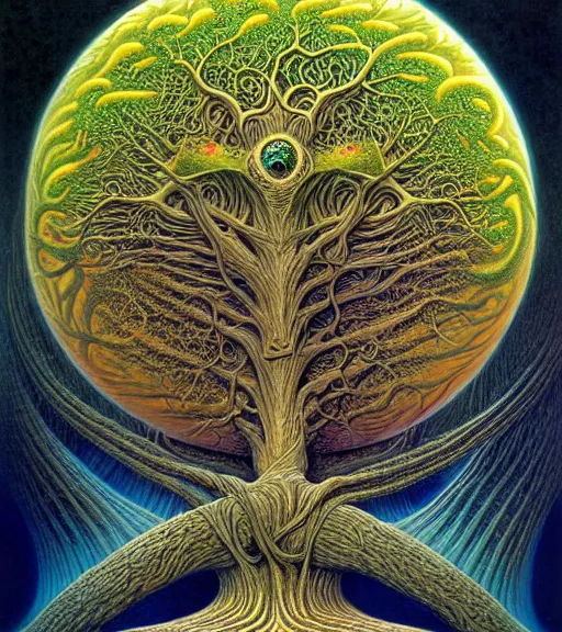 Image similar to tree of life by roger dean and andrew ferez, art forms of nature by ernst haeckel, divine chaos engine, symbolist, visionary, art nouveau, botanical fractal structures, organic, detailed, realistic, surreality