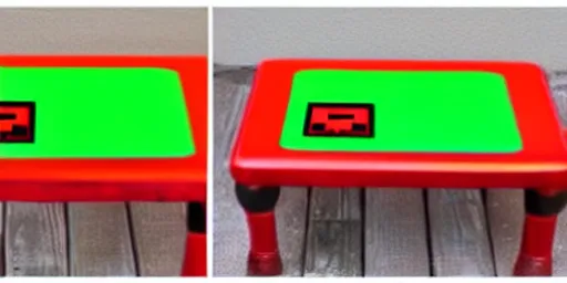 Prompt: Super Mario-themed red table