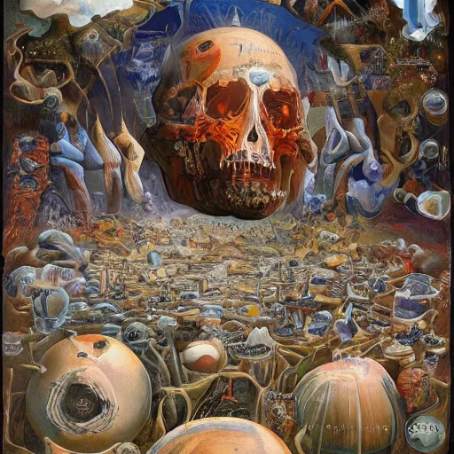 Image similar to the world between death and life, surrealistic extremely detailed painting, by damien gilley and salvador dali