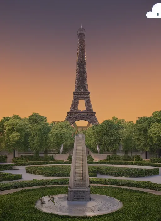 Image similar to highly detailed realistic architecture 3 d render of a stele in the style of eiffel tower standing in a city park, archdaily, made in unreal engine 4 octane render