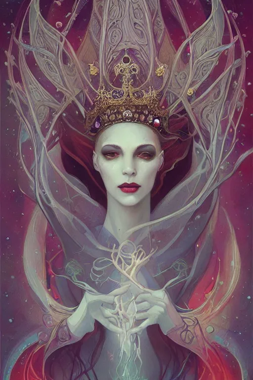 Image similar to jeweled Crown, other worldly, fairy eldritch court, art nouveau, by Anato Finnstark, Tom Bagshaw, Brom