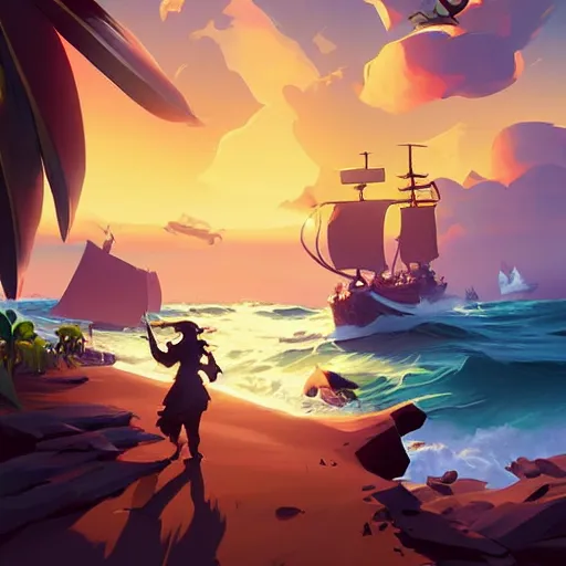 Image similar to painting treasure on sea of thieves game smooth median photoshop filter cutout vector, behance hd by jesper ejsing, by rhads, makoto shinkai and lois van baarle, ilya kuvshinov, rossdraws global illumination