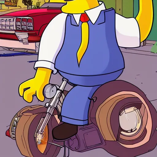 Prompt: Homer Simpson in GTA V, cover art by Stephen Bliss, artstation, no text