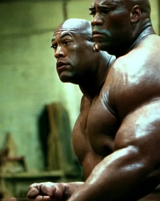 Image similar to film still close - up shot of dwayne johnson as john coffey from the movie the green mile. photographic, photography