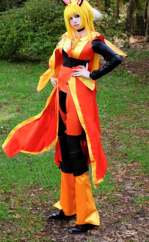 Image similar to kitsune cosplay, fullbody shoot