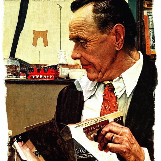 Image similar to Bill Murry painted by Norman Rockwell