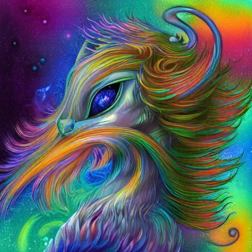 Prompt: long haired androgynous cat seahorse humanoid fursona, autistic bisexual graphic designer, coherent detailed painterly character design turnaround, weirdcore voidpunk digital art by delphin enjolras, wlop, louis wain, lisa frank, furaffinity, cgsociety, trending on deviantart