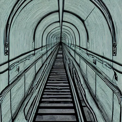 Prompt: There is room in the halls of pleasure for a large and lordly train, but one by one we must all file on through the narrow aisles of pain. 8k Digital Art.