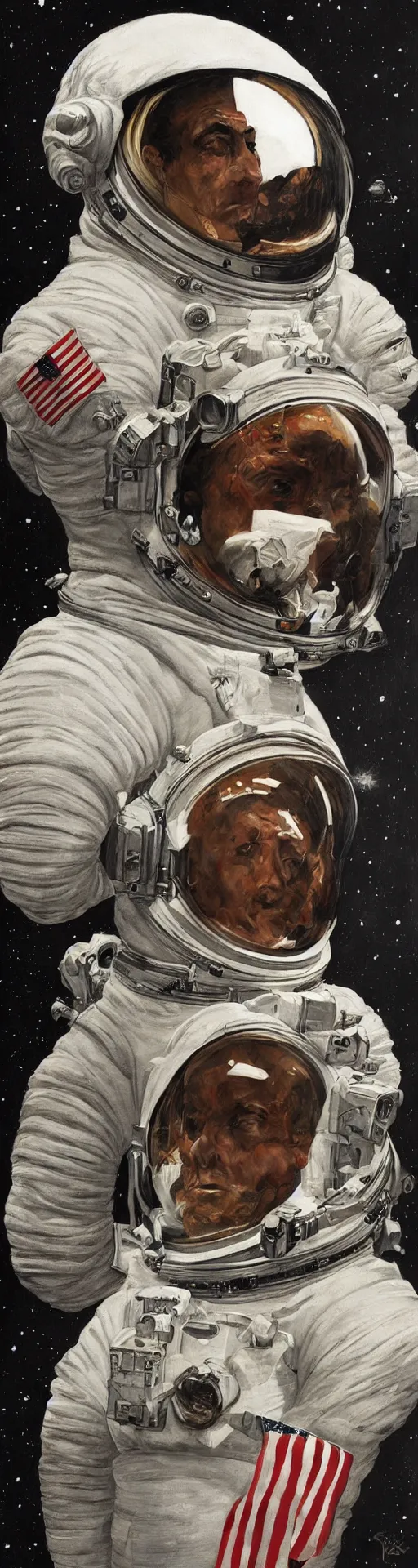 Image similar to a detailed bust of an astronaut art by norman rockwell, cinematic, epic composition, hd, digital painting, digital art, concept art, illustration, comic art, stylized, masterpiece, award - winning