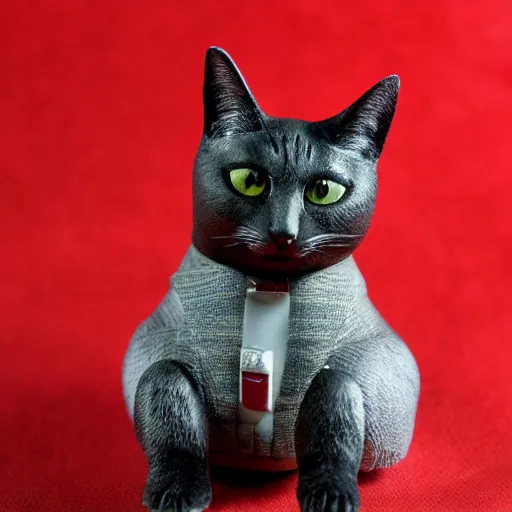 Image similar to action figure of police cat with accessories