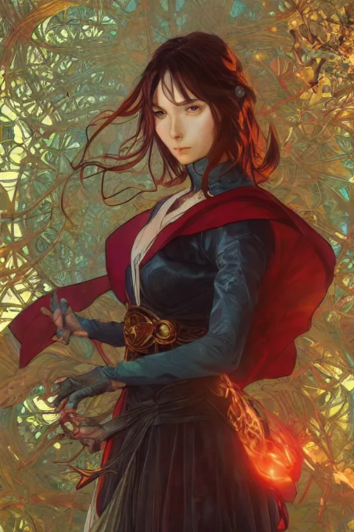 Prompt: anime key visual of a beautiful young female doctor strange intricate, magical forest, stunning, highly detailed, digital painting, artstation, smooth, hard focus, illustration, art by artgerm and greg rutkowski and alphonse mucha