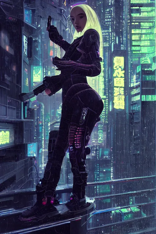 Image similar to portrait futuristic trustworthy cyberpunk young female gunner, in futuristic stormy heavy snowy tokyo rooftop cyberpunk night, ssci-fi, fantasy, intricate, very very beautiful, elegant, neon light, highly detailed, digital painting, concept art, human anatomy, soft light, hdri, smooth, sharp focus, illustration, art by tian zi and craig mullins and WLOP and alphonse mucha