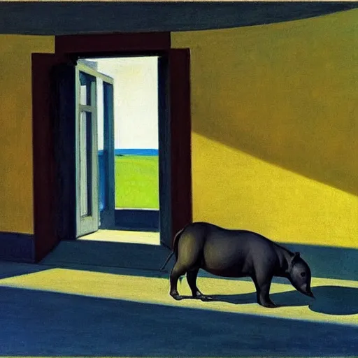 Prompt: Tapir by Edward hopper