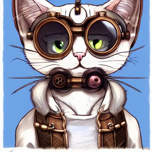 Image similar to a cat with steampunk googles, by ROSS tran