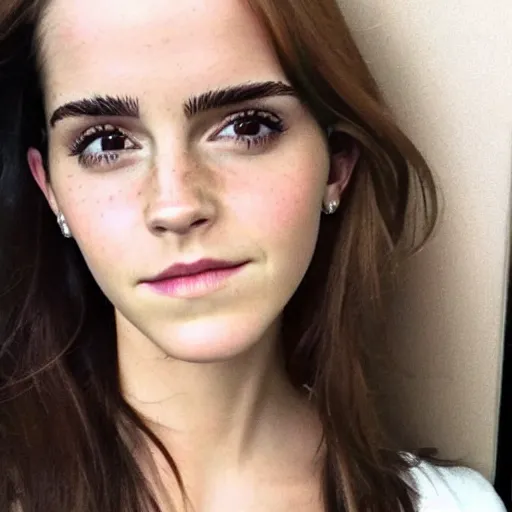 Image similar to a woman who is a combination of emma watson and kim kardashian, close - up