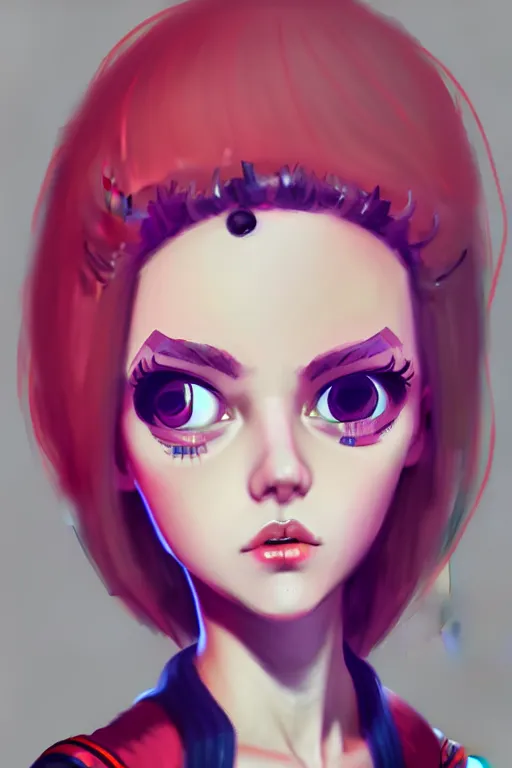 Image similar to a cute girl punk inspired by art Artstation Alena Zmienko, sketch, photoshop