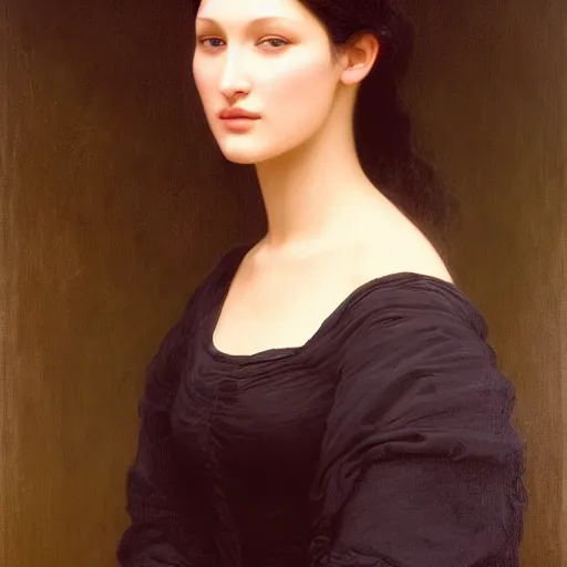 Image similar to painting of bella hadid. art by william adolphe bouguereau. during golden hour. extremely detailed. beautiful. 4 k. award - winning.