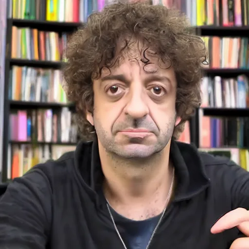 Prompt: gustavo cerati playing at tiny desk youtube channel, digital art