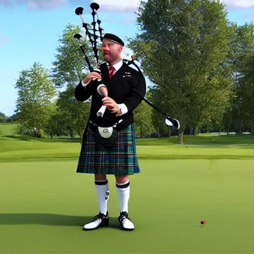 Prompt: realistic hornet playing bagpipes, golf course, realistic, hyper real, detailed,