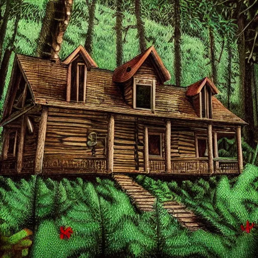 Image similar to Very very very very detailed, very very very very realistic image of very very very detailed house in the forest , by very very very very talented artist in very very very very aesthetic photorealism style