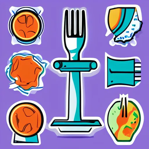 Image similar to fork, sticker, highly detailed, colorful, illustration, smooth and clean vector curves, no jagged lines, vector art, smooth