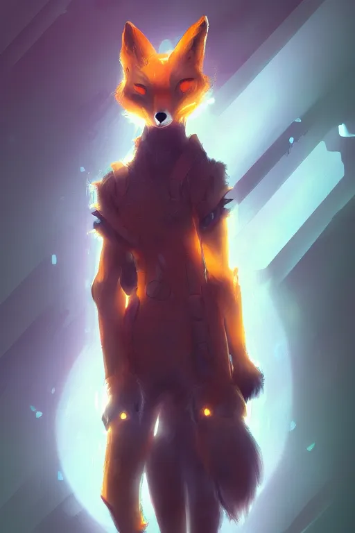 Image similar to a fox fursona, trending on artstation, by kawacy, furry art, digital art, cyberpunk, high quality, backlighting