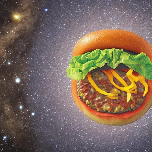 Image similar to cheeseburger is the center of universe, astronomical, vray, award winning