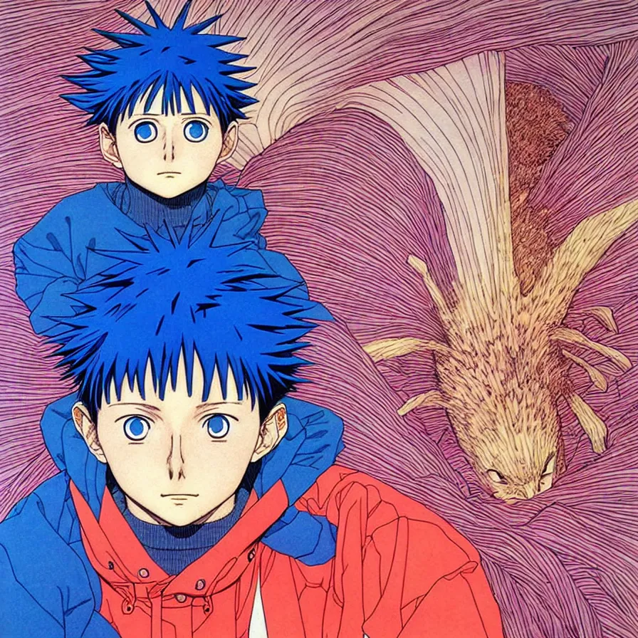 Prompt: ( ( ( ( ( killua zoldyck ) ) ) ) by mœbius, overdetailed art, colorful, record jacket