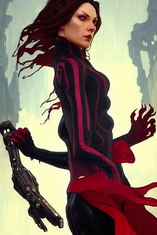 Prompt: gta scarlet witch as aeon flux profile picture by greg rutkowski, dynamic pose, intricate, futuristic, fantasy, elegant, by stanley artgerm lau, greg rutkowski, thomas kindkade, alphonse mucha, loish, norman rockwell, fantasy lut, asymmetric, long hair, retro computer graphics, video game, fluid lines,