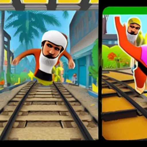 Prompt: Osama bin Laden in Subway Surfers