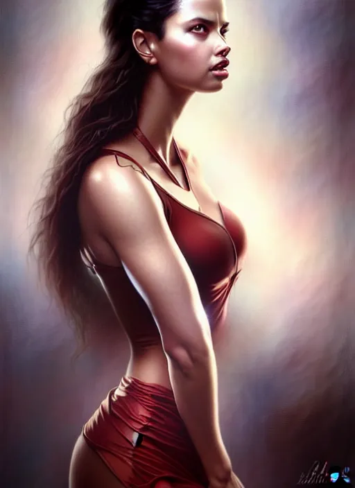 Image similar to a beautiful woman with nurse uniform, adriana lima, painted by artgerm and tom bagshaw, fantasy art, dramatic lighting, highly detailed oil painting