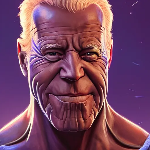 Prompt: joe biden is thanos, fantasy, high detail, elegant, digital painting, cinematic lighting, textured skin, highly detailed, artstation, unreal engine 5, breathtaking, illustration, ilya kuvshinov, nikolay makovsky