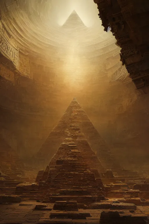 Image similar to inside of a pyramid of gizah, intricate, elegant, volumetric lighting, digital painting, highly detailed, artstation, sharp focus, illustration, concept art, ruan jia, steve mccurry