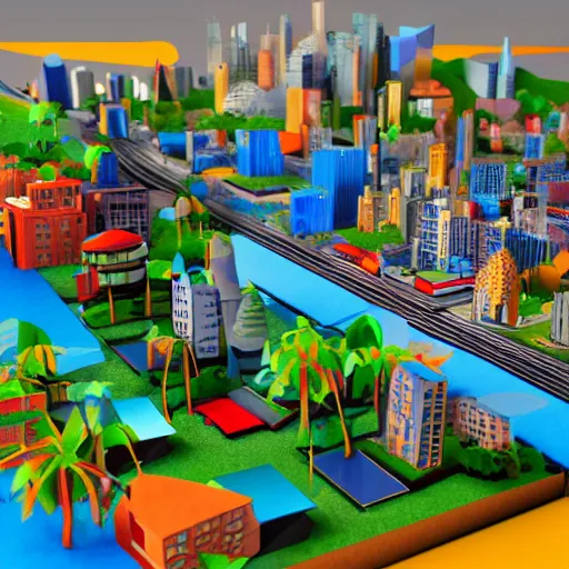 Prompt: A story book with pop up cities on its pages. 3D Render, colorful, magical.