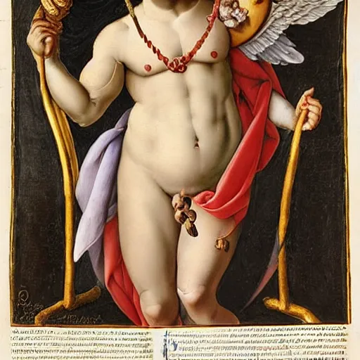 Image similar to benjamin netanyahu as cupid, baroque, rococo, by raphael and botticelli